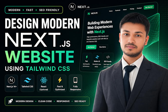design modern next js website using tailwind CSS