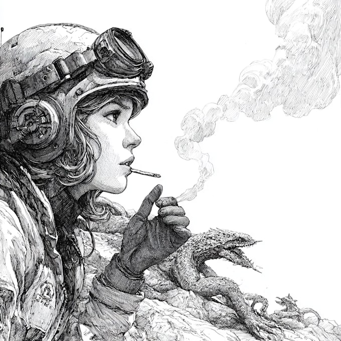 Dibujar ilustraciones de ciencia ficción y arte de ciencia ficción.