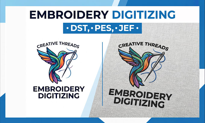 digitize your logo for embroidery in dst  pes jef format