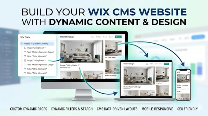 build wix cms website with dynamic content and design