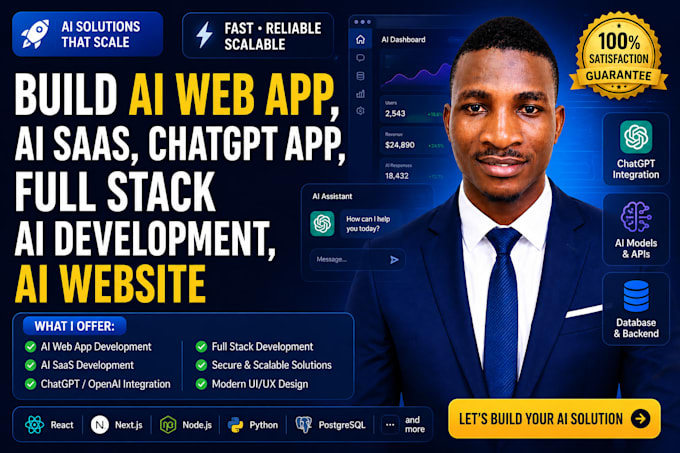build ai web app, ai saas, chatgpt app, full stack ai development, ai website