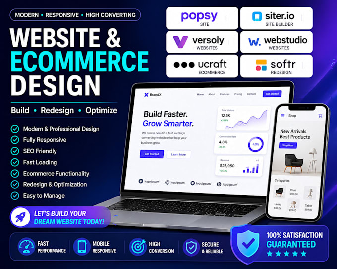 do popsy siter versoly webstudio ucraft ecommerce website design softr redesign