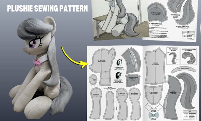 create custom plush toy sewing pattern for your plushie design