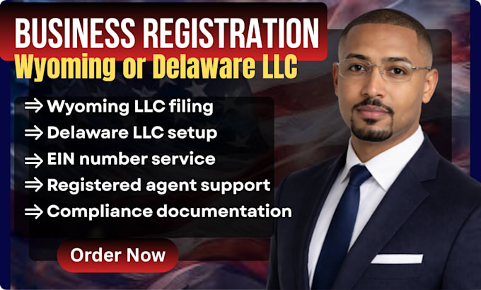form wyoming or delaware llc with ein and registered agent support