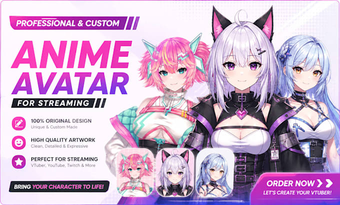 design a professional anime avatar for streaming