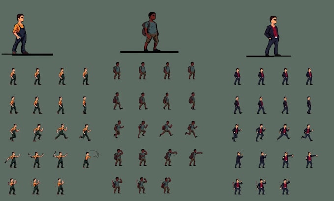 create pixel asset, character, animation, tileset pokemon sprite, sprite sheet