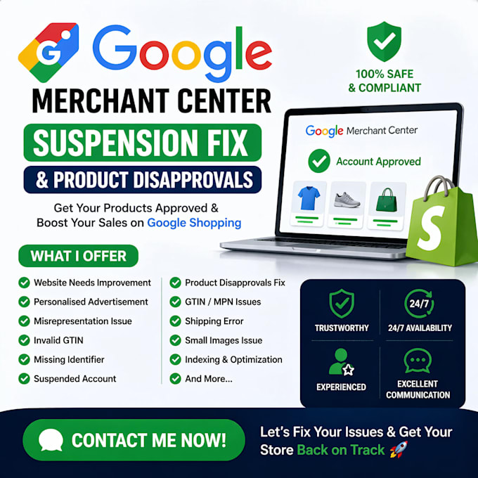 fix google merchant center errors and disapproved products