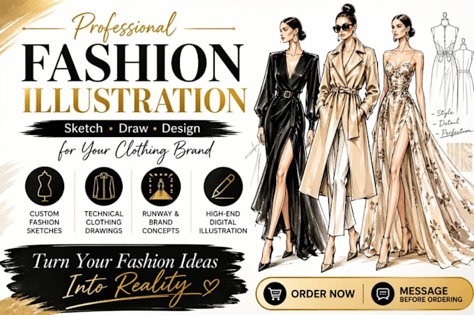 Create, draw or sketch professional fashion illustration for your ...