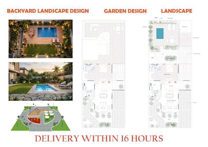 a contextual landscape backyard design as landscape architect with garden design