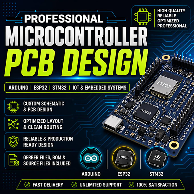 design professional microcontroller pcb for your electronics project