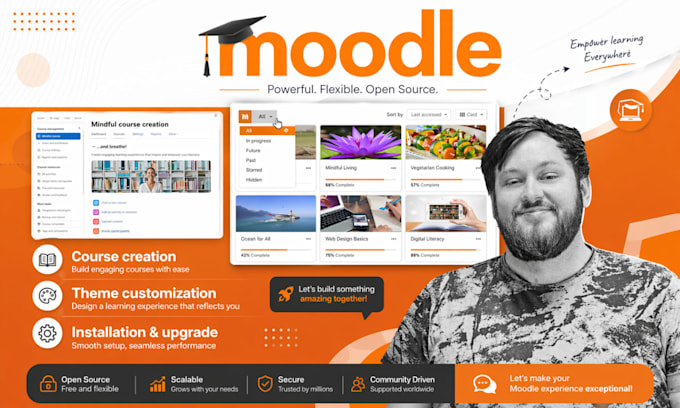 customize, upgrade, migrate, install moodle lms and create course with quizzes