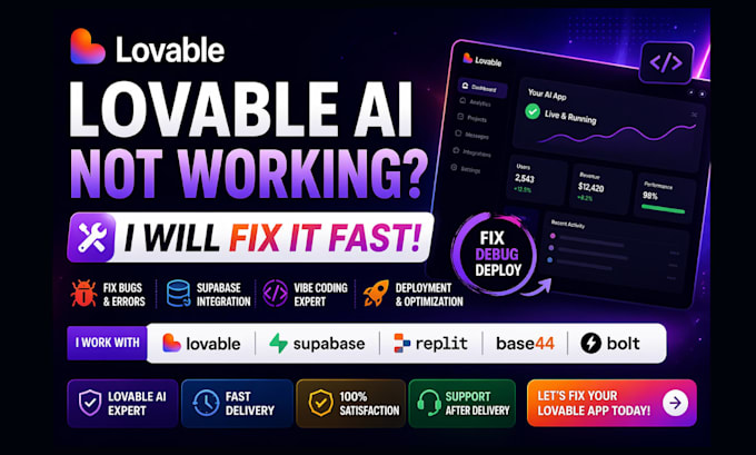 fix lovable ai website, lovable app, lovable dev, supabase errors and bugs