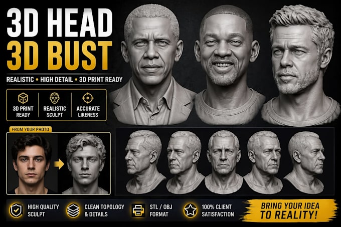 realistic 3d head 3d bust 3d sculpture figurine potrait 3d head figure 3d face
