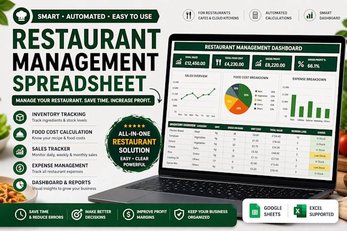 create restaurant management spreadsheet with automation food cost tracker