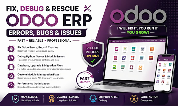 fix, debug and rescue your odoo erp bugs system odoo errors