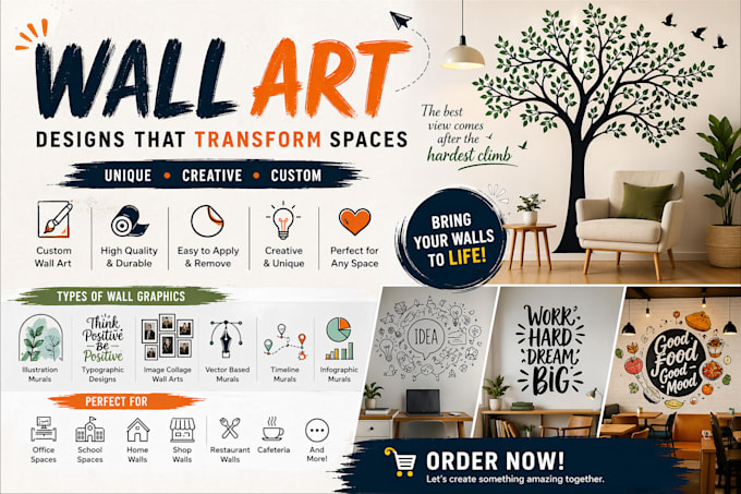 design creative wall art, mural, decals and doodle