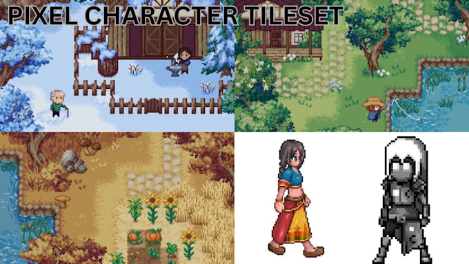 Create pixel art tilesets character sprites 2d sprite sheet animation ...