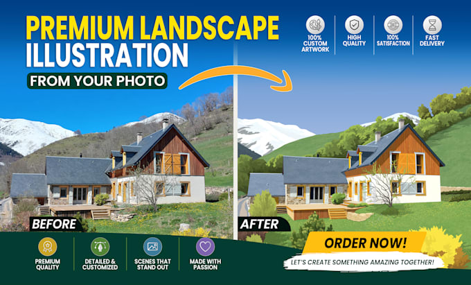 draw stunning landscape illustration in detailed style