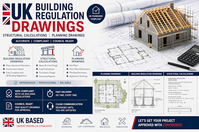 do UK building regulation drawings, structural calculations, planning drawings