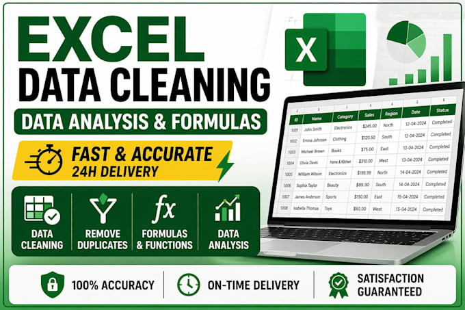 clean, format, remove duplicates and organize excel data