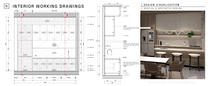 provide international standard interior working drawings