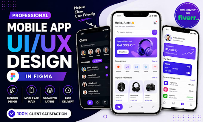 Design modern mobile app ui ux in figma for android and ios by ...