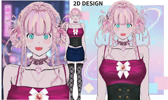 draw professional 2d character assets for live2d rigging