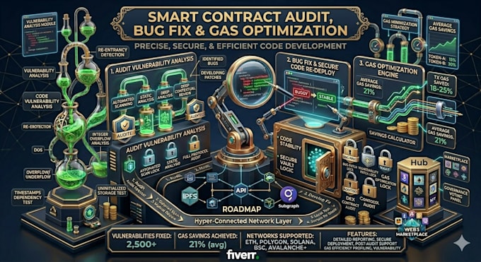 audit and fix smart contract bugs and optimize gas usage