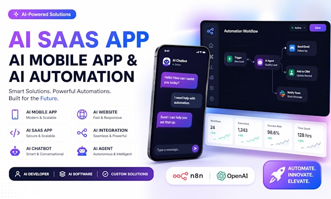develop ai mobile app ai saas development, n8n ai automation, ai software ai app