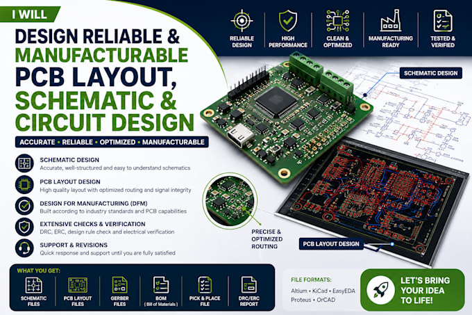 design reliable and manufacturable pcb layout, schematic and circuit design