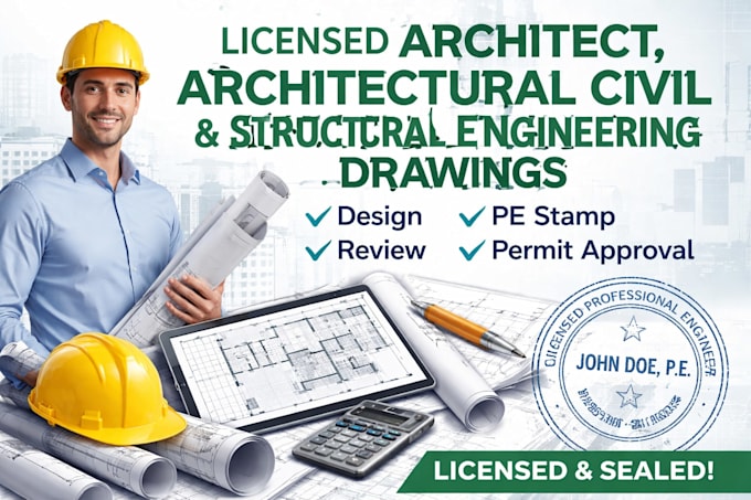 Licensed architect structural engineer letter pe stamp in hawaii alaska ...