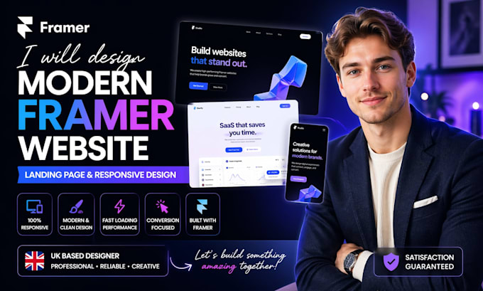 Design a modern framer website, framer landing page and responsive ...