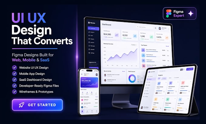 Do ui ux design for website, mobile app ui ux design, saas dashboard ...