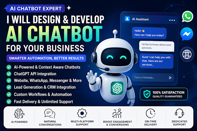 design and develop ai chatbot for your business using chatgpt, API