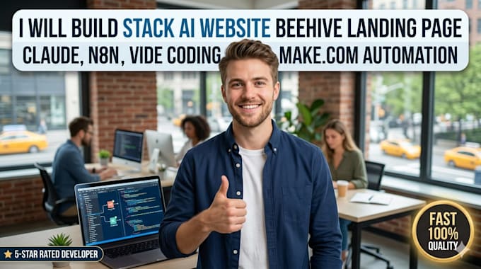 build full stack ai website beehive ai landing page make n8n claude vide coding