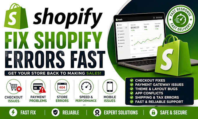 fix shopify store errors, checkout issues, and payment problems fast