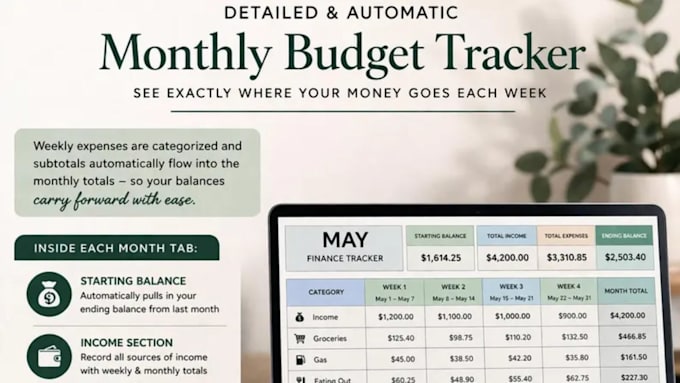 design a custom excel budget planner and expense tracker