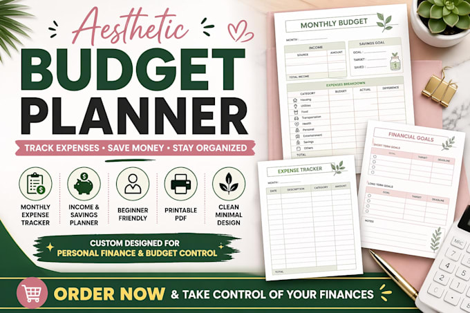 design printable budget planner monthly finance expense tracker for beginners