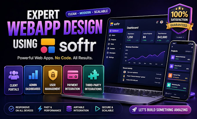 build softr web app, softr airtable, softr portal, glide webapp as webapp expert