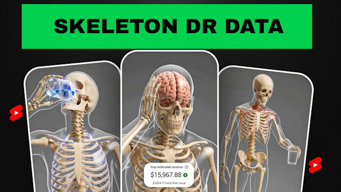 Make dr data style ai skeleton animation shorts for youtube tiktok ...