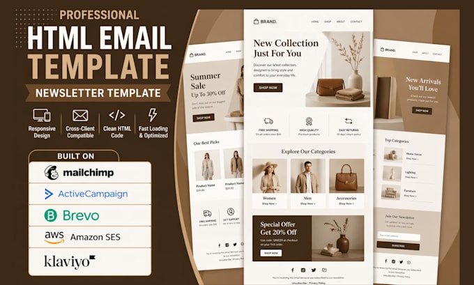 develop html email on mailchimp brevo stripo klaviyo newsletter template