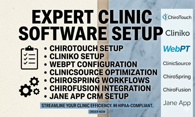 setup chirotouch cliniko webpt clinicsource chirospring chirofusion jane app crm