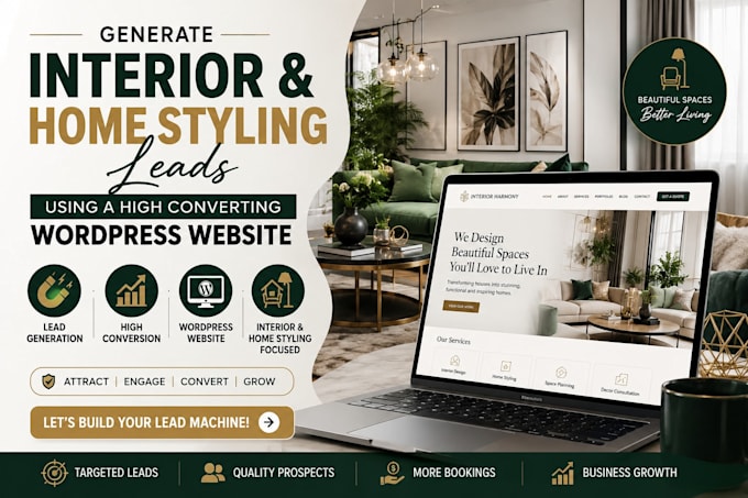 generate interior and home styling leads using a wordpress website