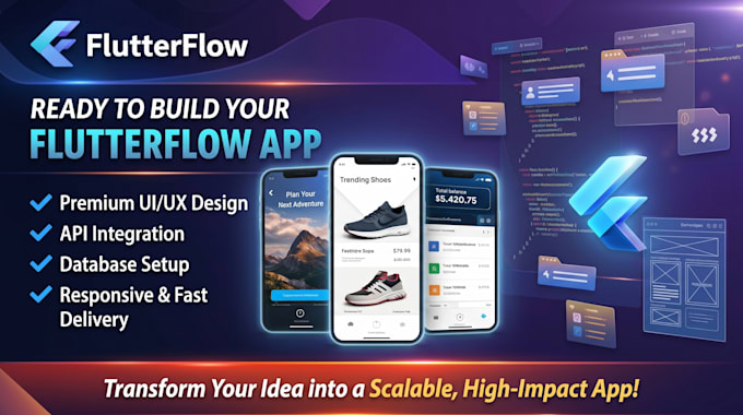 build custom flutterflow app, flutter flow mobile app developer, fintech app mvp