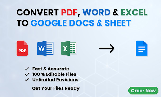 convert PDF and excel to google docs and sheets