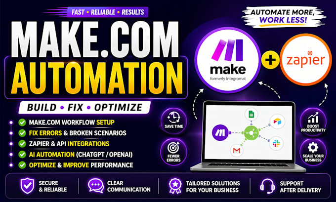 setup make com ai automation fix make com automation workflow zapier expert