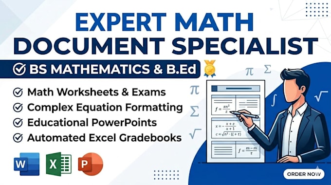 be your expert math document specialist in ms word and excel