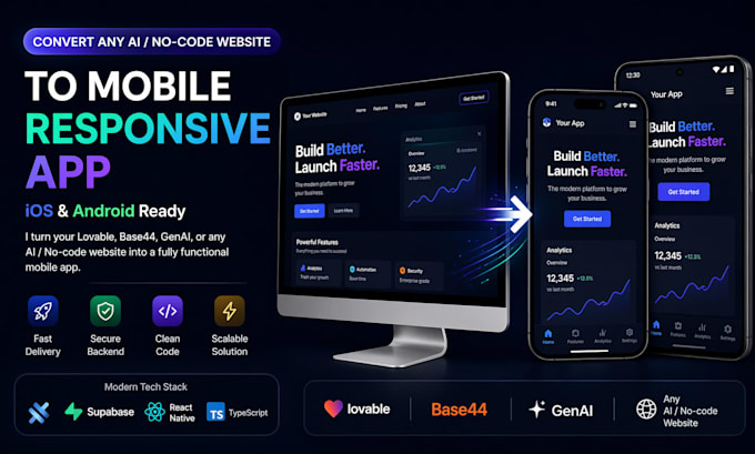 convert lovable base44 website to ios android app  capacitor, supabase webview