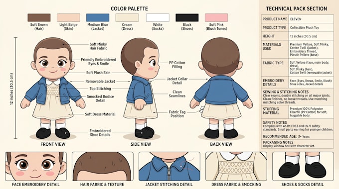 provide custom plushie reference sheet tech pack stuffed animal and ych concept