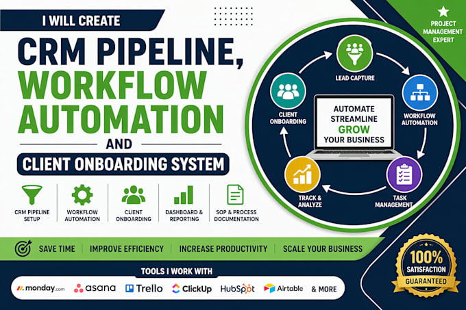 create CRM pipeline workflow automation and client onboarding system